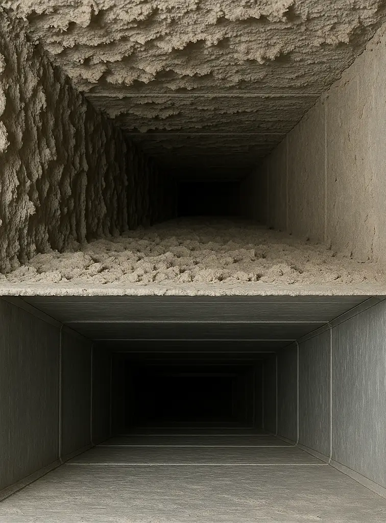 Before and after duct cleaning in La Porte Texas home